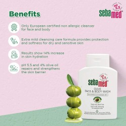 Sebamed Olive Liquid Face & Body Wash 200ML | Sensitive Skin Cleanser