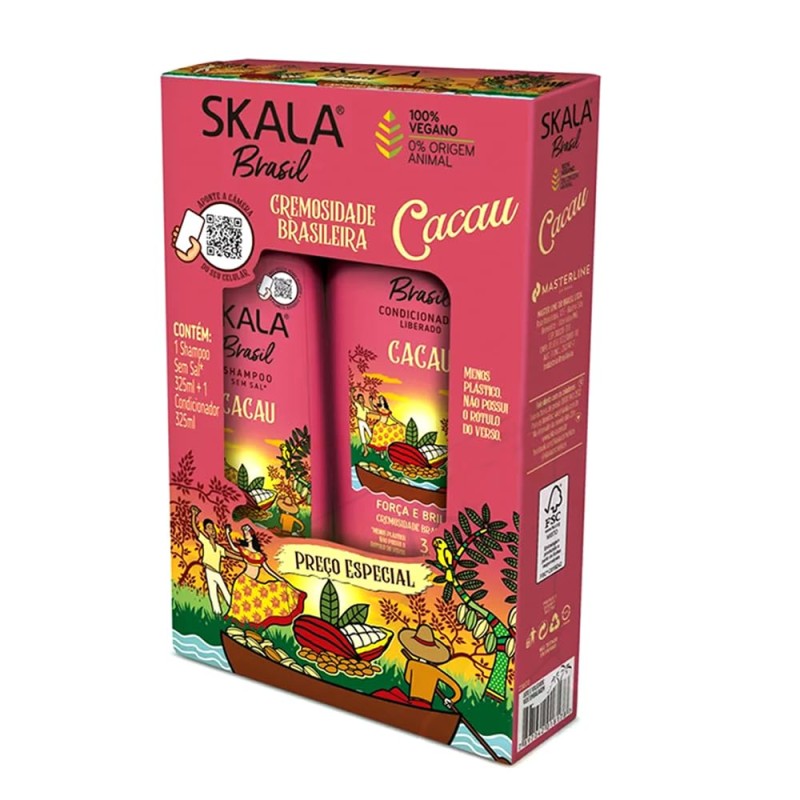SKALA Cacau Hair Care Set | Vegan Hydrating Shampoo & Conditioner for Dry Hair