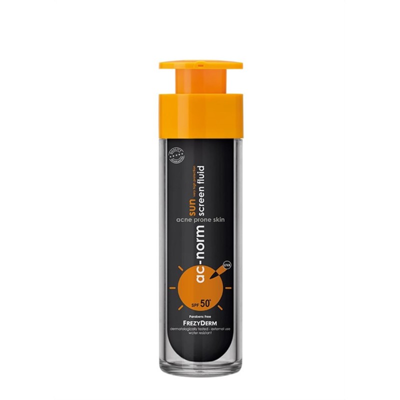Frezyderm AC-Norm Sun Screen Fluid SPF50+ – Transparent & Tinted Protection for Acne-Prone Skin | 50ml