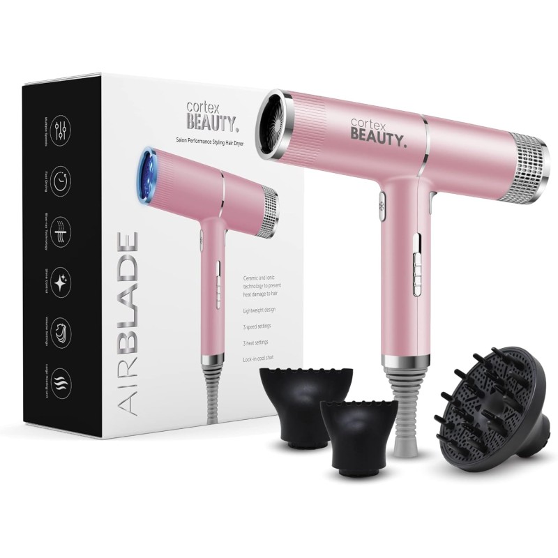 CORTEX BEAUTY – Air Blade – Ionic Hair Dryer | Foldable Handle & 3 Attachments