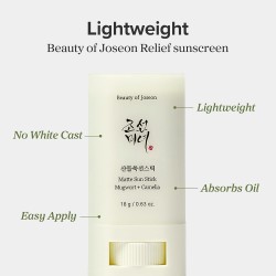 BEAUTY OF JOSEON MATTE SUN STICK 18G | MUGWORT & CAMELLIA | SPF50+ PA++++