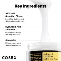 COSRX Snail Mucin 92% Moisturizer – Korean Gel Cream for Hydration & Repair