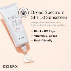 كريم واقي الشمس المنشط بفيتامين E من كوزركس SPF 50 – واقي شمس كوري خفيف 50 مل