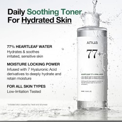 ANUA Heartleaf 77% Soothing Toner – pH 5.5 Calming & Hydrating – 250ml
